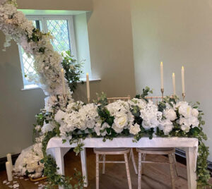 Joanne-Jefferis-Wedding-Celebrant-Floral-display Ellenborough Park